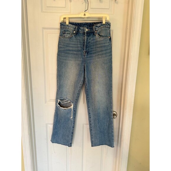 Blank NYC Baxter Ribcage Straight Leg Distressed Jeans Ripped Baggy Raw Hem Butt - Picture 1 of 16